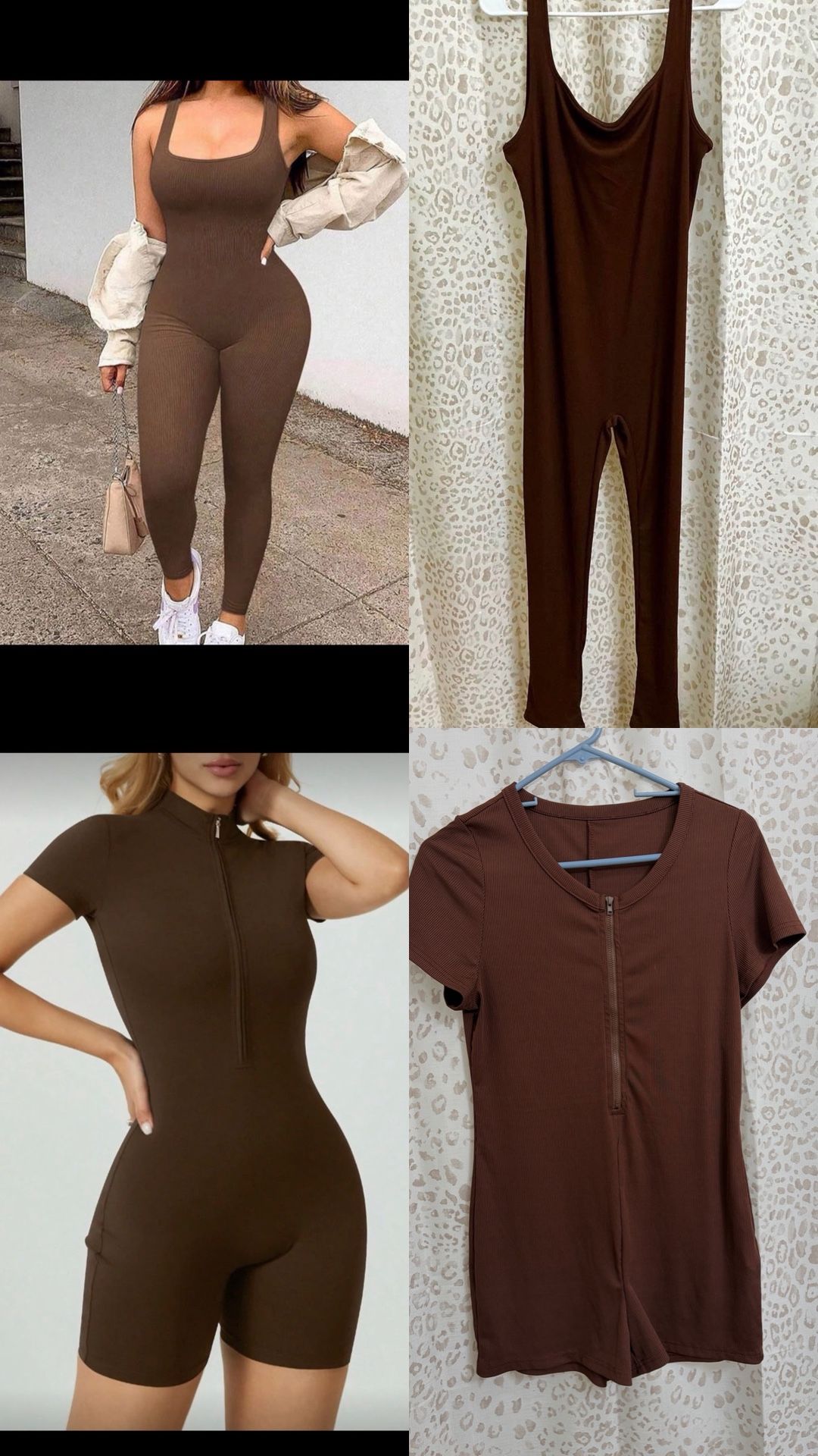 set of 2 espresso brown seamless fit romper