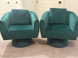 Set of 2 Emerald Green Velvet Swivel Accent Chairs