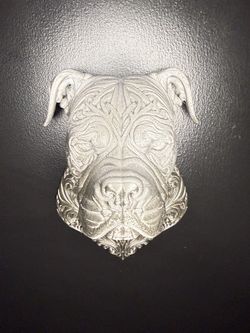 American Bully Wall-Head — Uncropped Ears | 3D Printed Wall Decor
