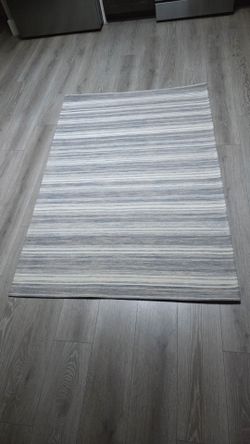 Gray and White Striped Area Rug