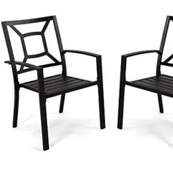Set of 2 Patio Metal Chairs 