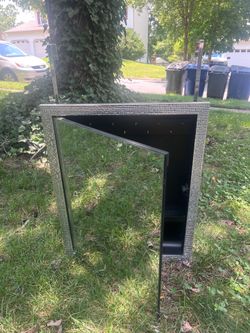 Silver Over the Door Hanging Jewelry Makeup Storage Mirror