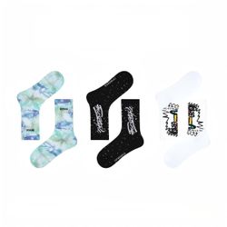 3 Pairs Novelty Socks For Men, Retro Athletic Casual Socks, Mid-Tube Breathable Cotton Socks, Personalities And Trends (Wish
