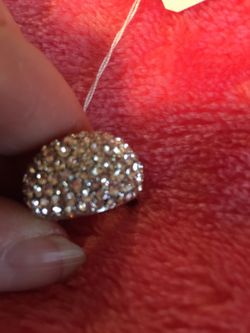 STAINLESS STEEL RING WITH CRYSTALS- NEW