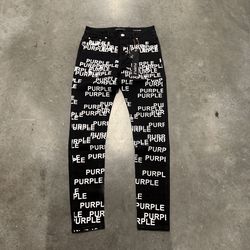 Purple Brand Black & White Print Jeans
