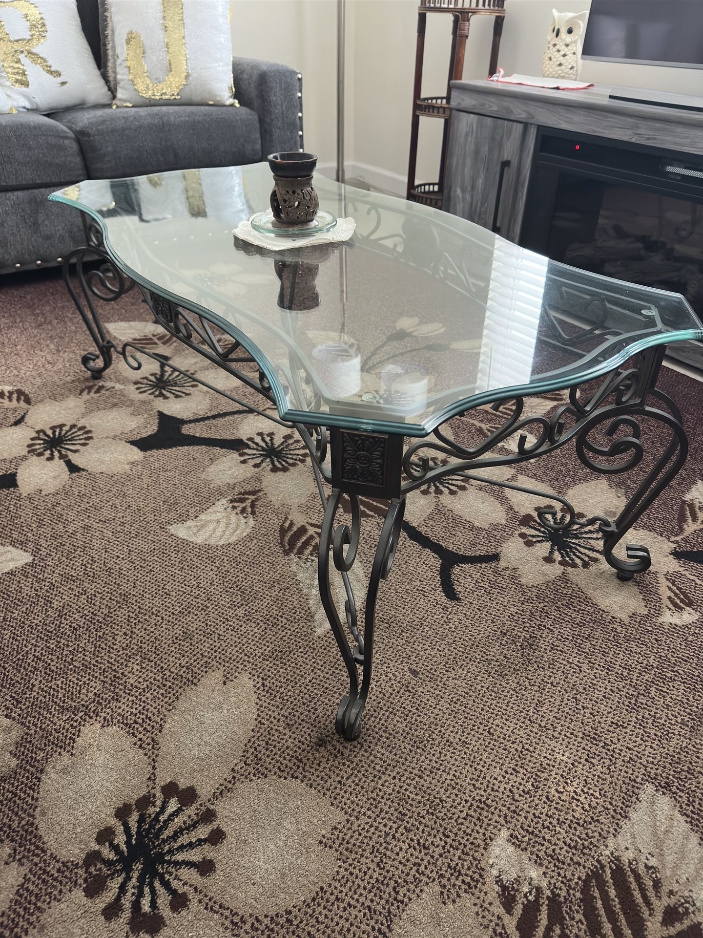 Wrought Iron Tables With Beveled Glass Tops