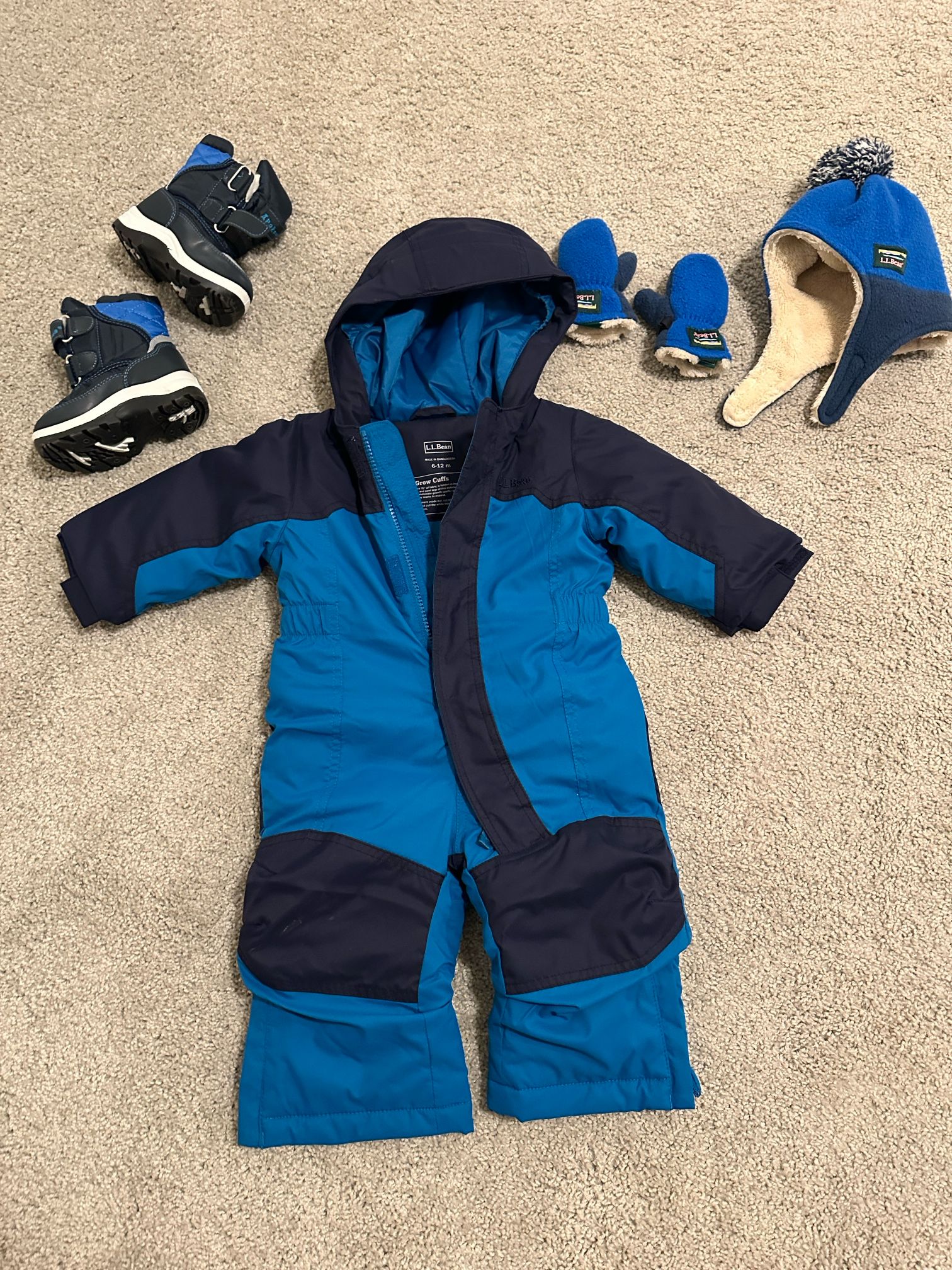 LL Bean Child Snow Suit, Hat, Gloves, Boots - 6-12 Month