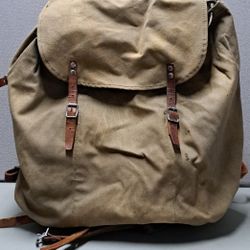 World War 2 Swedish Military Rucksak Backpack Metal A frame Canvas and Leather 3  crowns