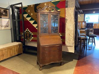 Tall Vintage Secretary Desk w/ Original Hardware & Key