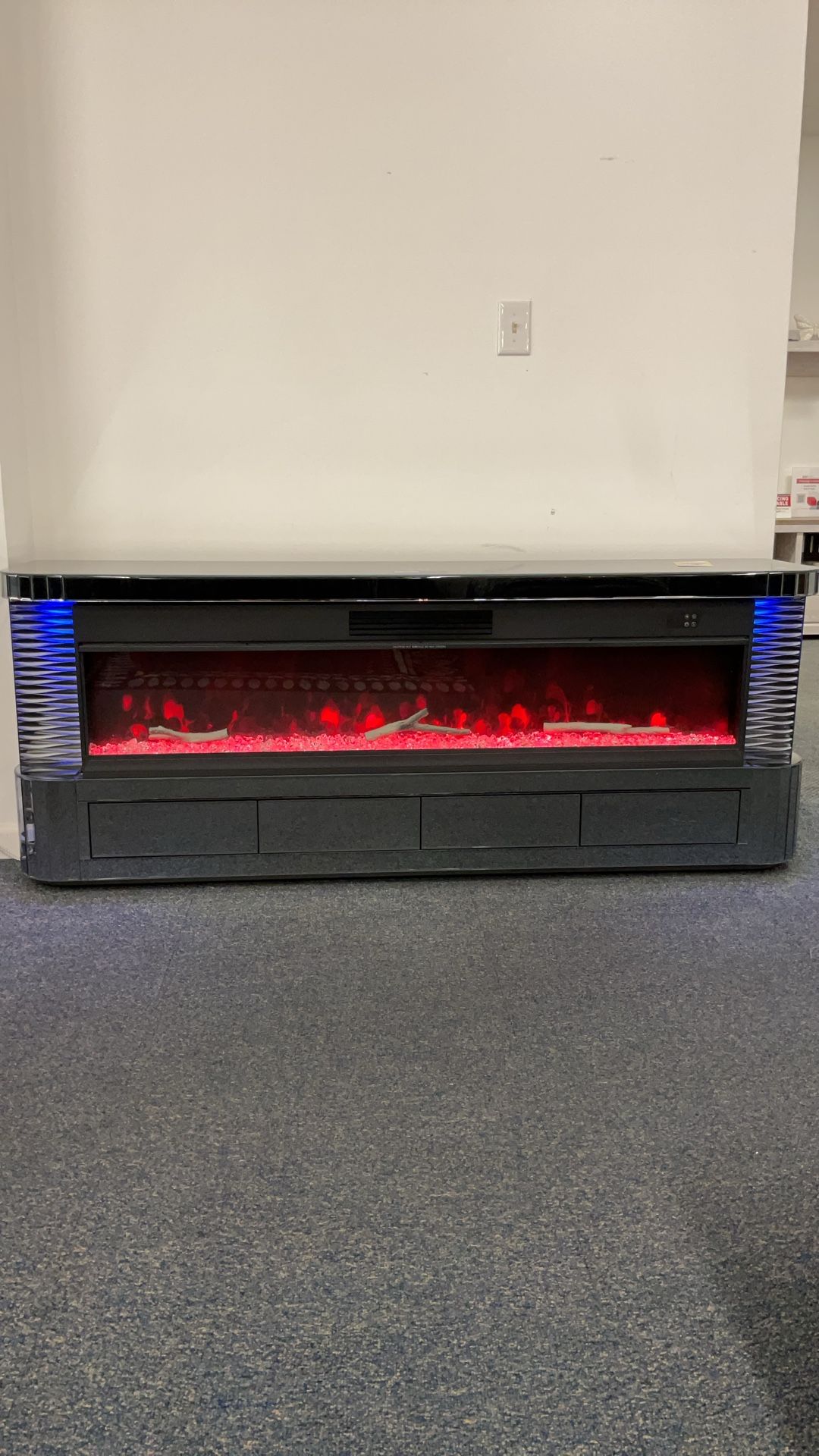 Mirrored Bluetooth Fireplace Power Entertainment Center$1199