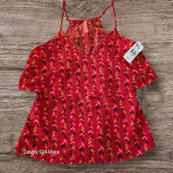 Eight Sixty Thin Strap Layer V-Neck Tank Size Small Red