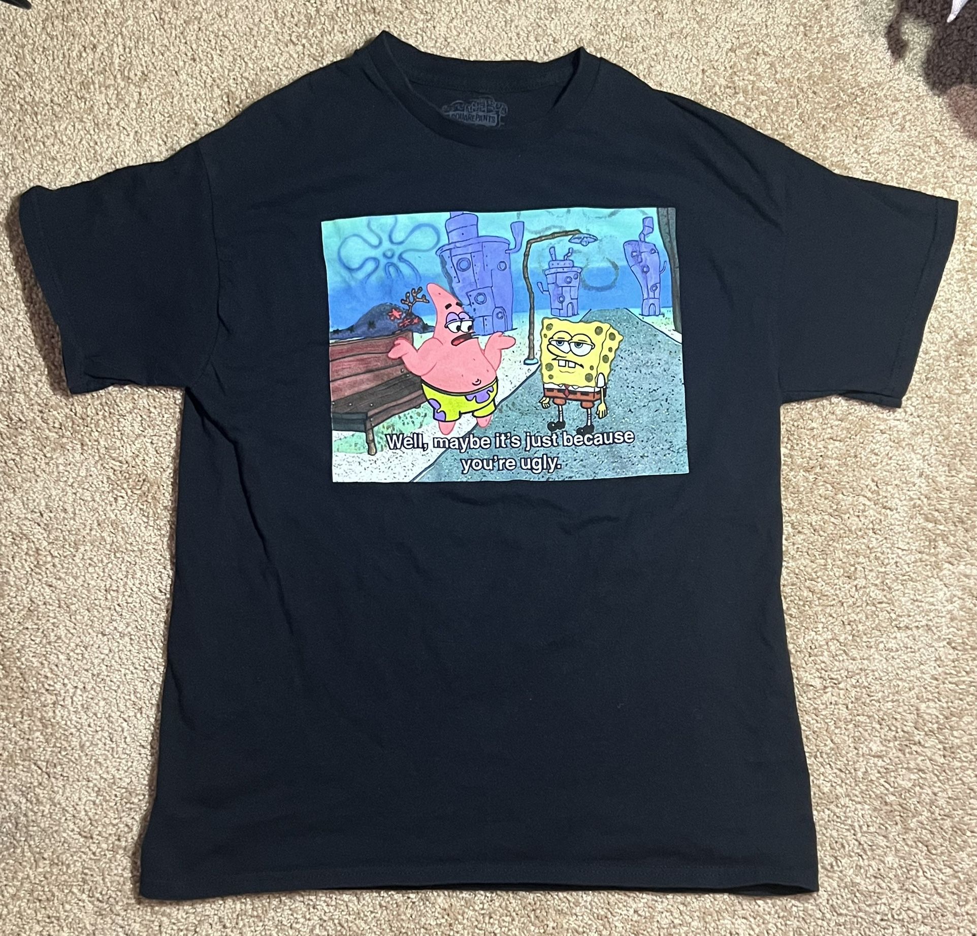 Black SpongeBob Graphic T-shirt Size L