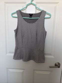 Ann Taylor Fit And Flare Sleeveless Blouse Size Small Petite Black And White