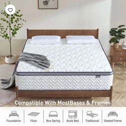 12 inch Queen Mattress, Hybrid Mattress in a Box, Medium Firm,
