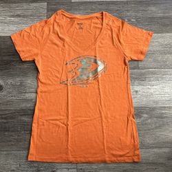 Women’s Anaheim Ducks V Neck Shirt Foil Logo XL