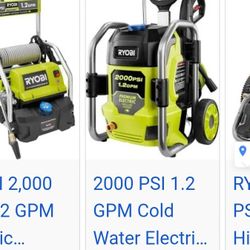 RYOBI  PRESSURE WASHER 2000PSI 1.2GPM