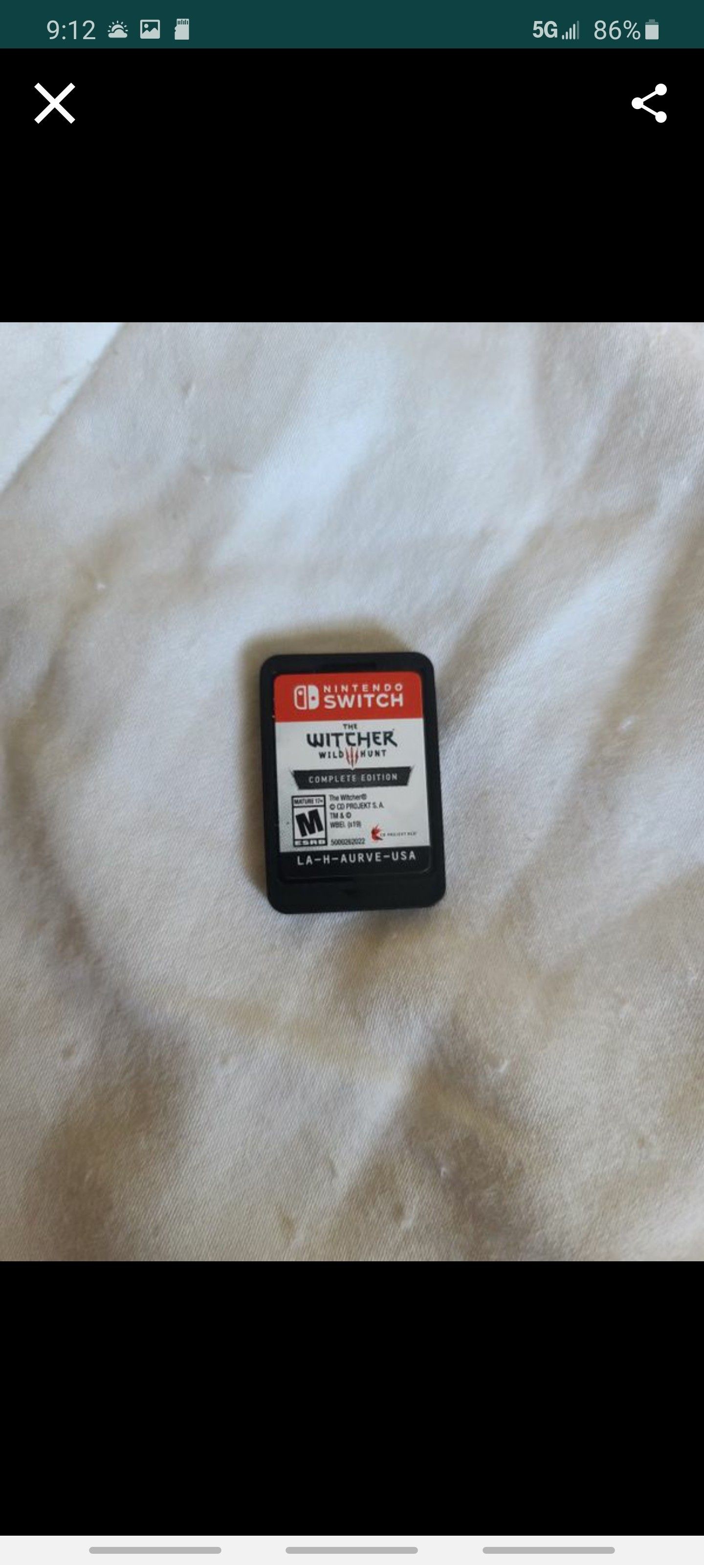 Nintendo Switch! Witcher ! Used! pick up only! Prices are Firm