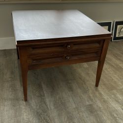 Vintage Wood Table - Square End Or Coffee Table