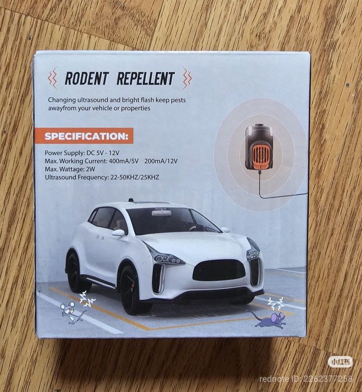 Ultrasonic Mice Repellent for cars, 1 Pack Rodent Mouse Repellent Plug in, Electronic Rat Pest Bat Deterrent with 4 Strobe Lights, Rodent Repellent fo