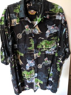 VINTAGE HARLEY DAVIDSON COLLARED BUTTON UP MEN'S BUTTON UP DRESS ALOHA SHIRT