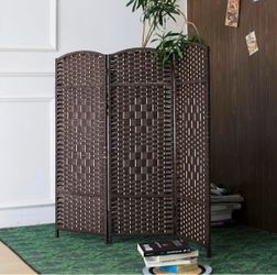 3-Panel Woven Room Divider Privacy Screen
