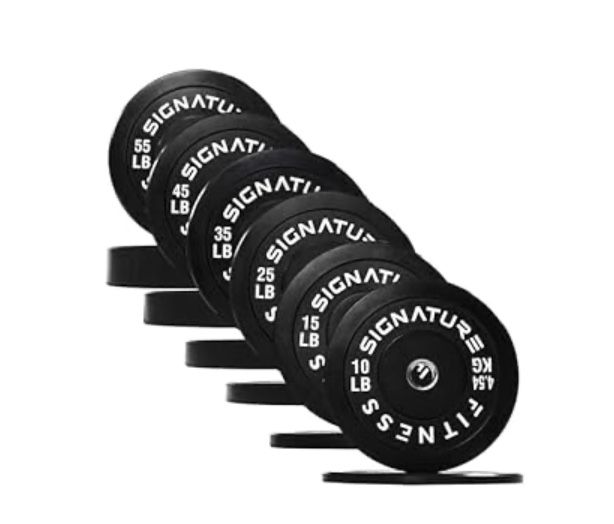 410lb Olympic Barbell 2-Inch Rubber Bumper Plate Weight Set for Strength Training, Multiple Options