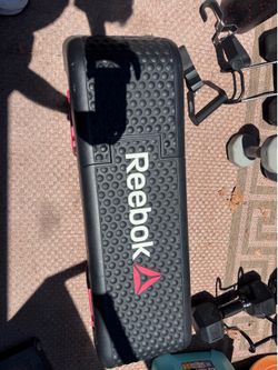 Deadlift open hex bar  weights and Reebok gym bench
