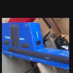 onn. 5.1.2 Surround Soundbar with Dolby Atmos,Wireless Subwoofer and True Wireless Satellite Speakers, 42" Brand New  Open Box  Retails for $199