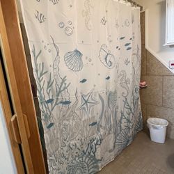Beach/Shell Themed Shower Curtain - Extra Long