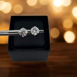 14k White Gold Screw Back Earrings 