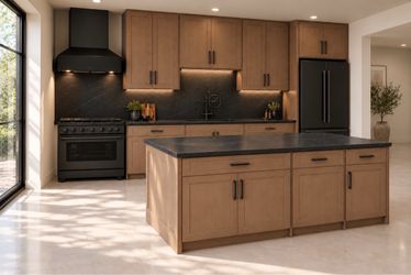 Dark oak kitchen set