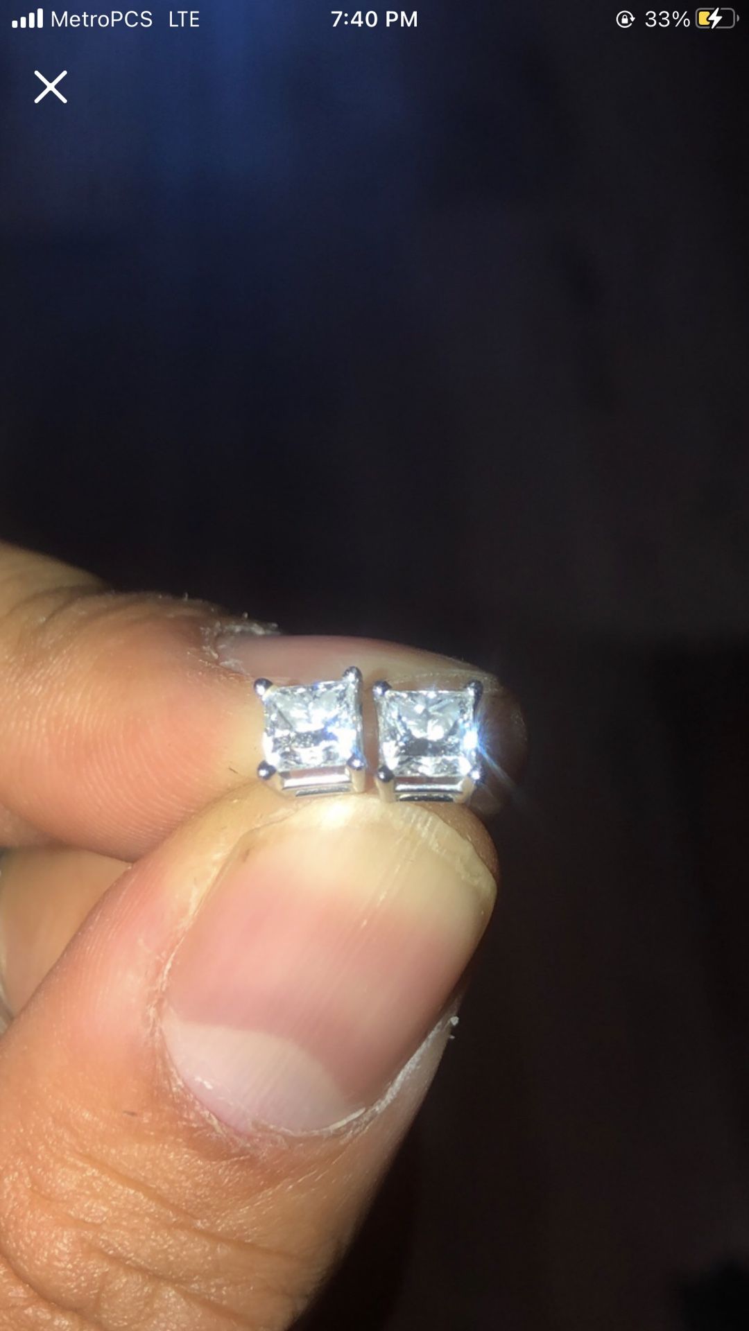 14kw 1.02ct pct dia lab grown stud square earrings