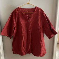 Short-sleeved Cotton Shirt Red 