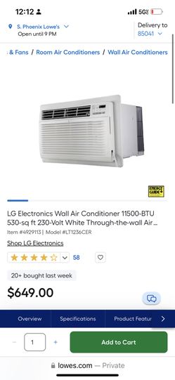 LG Air Conditioner 11500-BT U