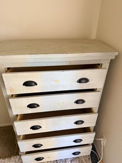White distressed wood dresser