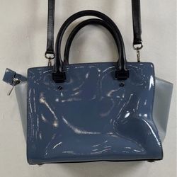 Michael Kors blue patent leather Selma satchel