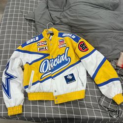 Yellow And Blue Motor Jacket