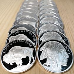  10 of 1oz. Buffalo Silver Rounds for sale 