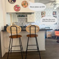 Bar Stools And Wall Decor Plates