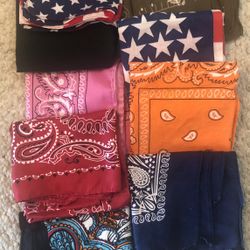9 Vintage Bandannas/Handkerchiefs 