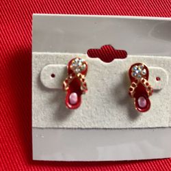 Beautiful Red Flip Flop Earrings With Crystal Accents