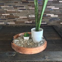 Serving Tray W Rocks And Plants
