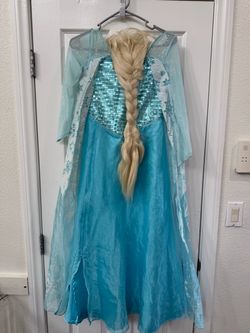 Disney princess dress 7/8 frozen Elsa with wig