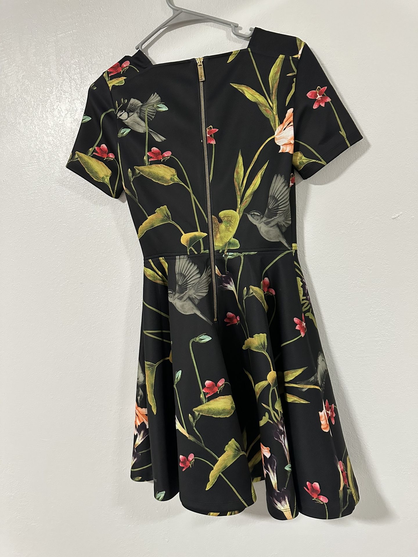 Ted Baker Womens Black Moven Floral Square Neck Short Sleeve