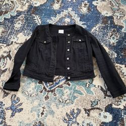 Black Crop Jeans Jacket XL 