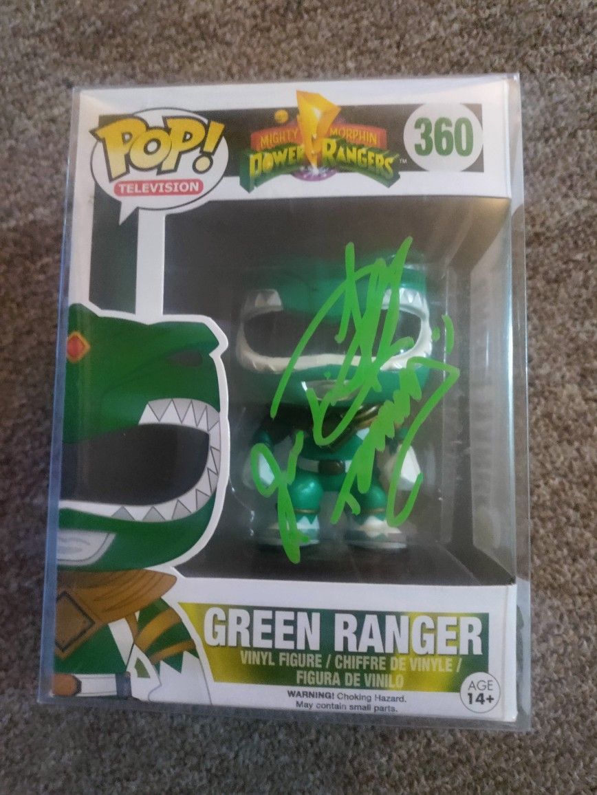 Mighty Morphin Power Rangers 360 Green Ranger Autograph Funko Pop Vaulted Rare Jsa Beckett