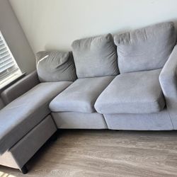 L-Shaped Sectional Sofa with Ottoman, Modern and Comfortable Couch for Living Room, Gray