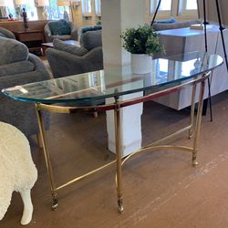 Gold Glass Crescent Entryway Table