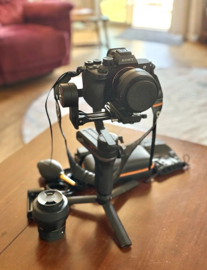 Sony A7IV Body + 2 Sigma Prime Lenses (30 and 56mm), Zhiyun Gimbal and Access.