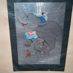 8 X 11 -1980's Vintage Disney Collectible Foil Art Work Of Dumbo 